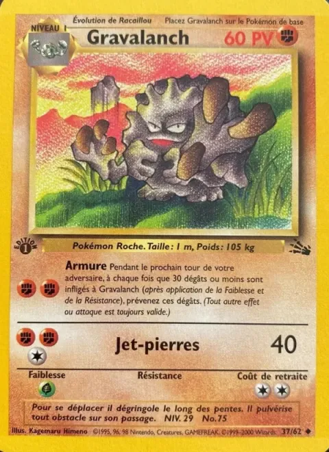 Carte Pokémon Gravalanch 037/062, extension Fossile