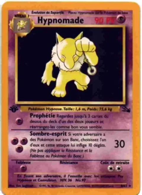 Carte Pokémon Hypnomade 008/062, extension Fossile