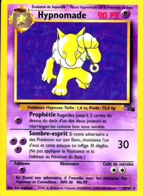 Carte Pokémon Hypnomade 023/062, extension Fossile
