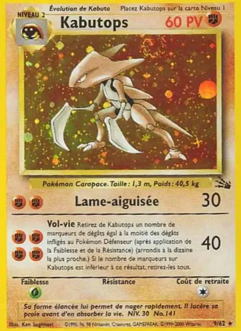 Carte Pokémon Kabutops 009/062, extension Fossile
