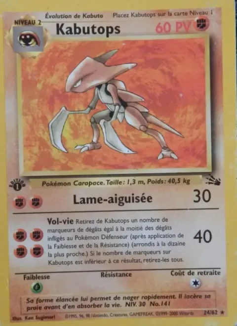 Carte Pokémon Kabutops 024/062, extension Fossile