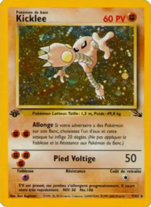 Carte Pokémon Kicklee 007/062, extension Fossile