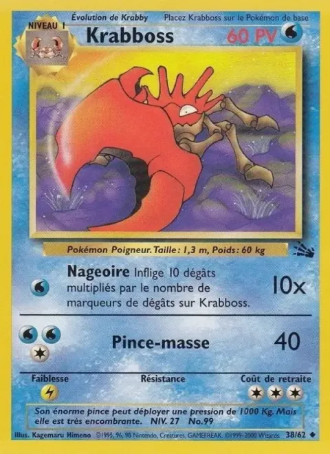 Carte Pokémon Krabboss 038/062, extension Fossile