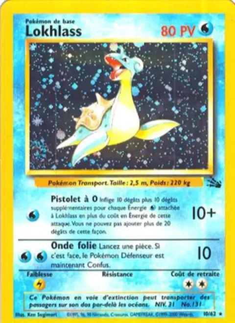 Carte Pokémon Lokhlass 010/062, extension Fossile