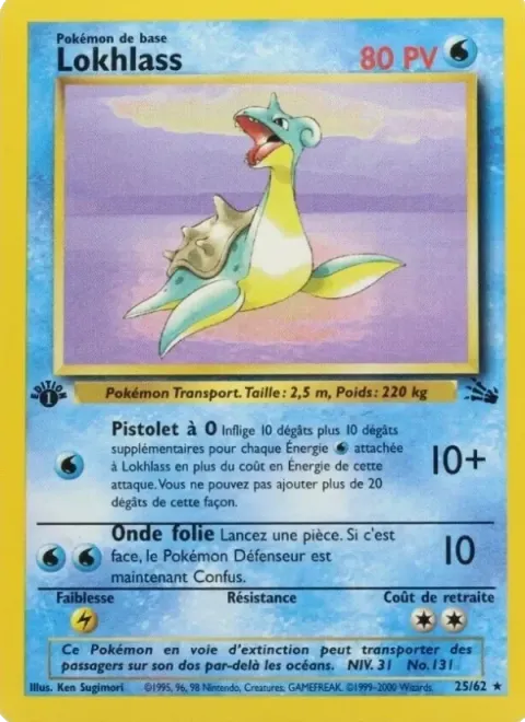 Carte Pokémon Lokhlass 025/062, extension Fossile