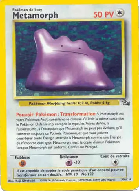 Carte Pokémon Métamorph 003/062, extension Fossile