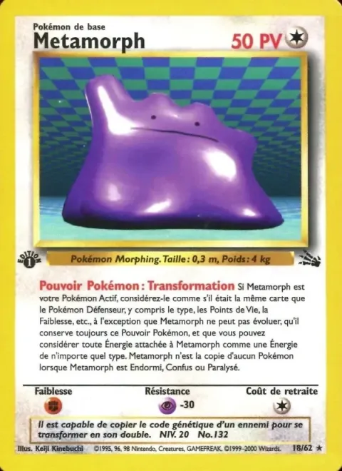 Carte Pokémon Métamorph 018/062, extension Fossile