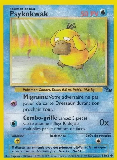 Carte Pokémon Psykokwak 053/062, extension Fossile