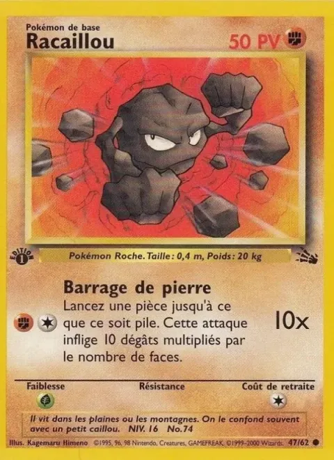 Carte Pokémon Racaillou 047/062, extension Fossile