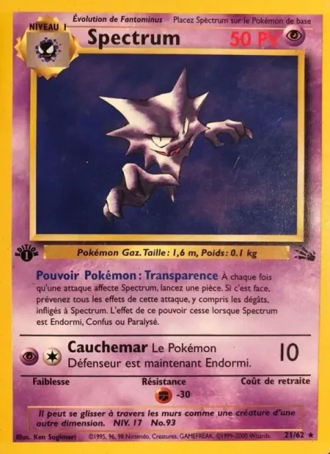 Carte Pokémon Spectrum 021/062, extension Fossile