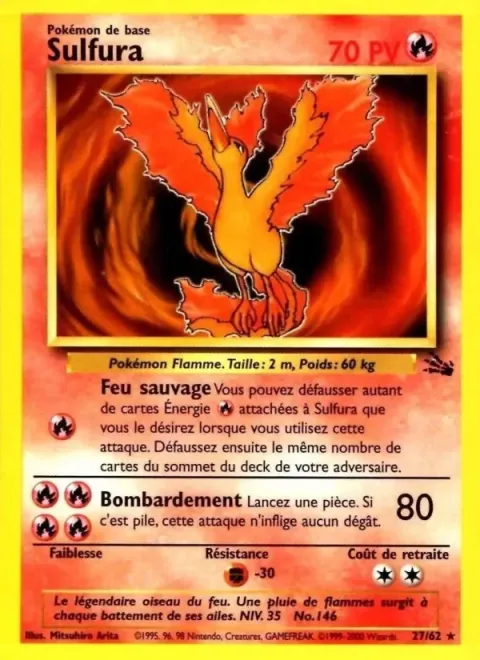 Carte Pokémon Sulfura 027/062, extension Fossile