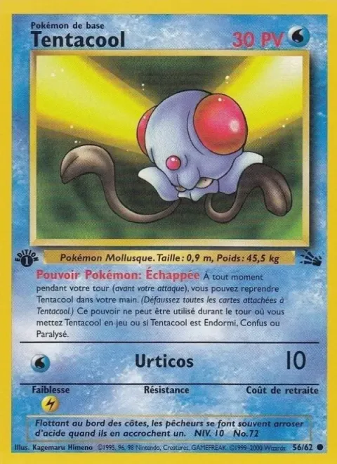 Carte Pokémon Tentacool 056/062, extension Fossile