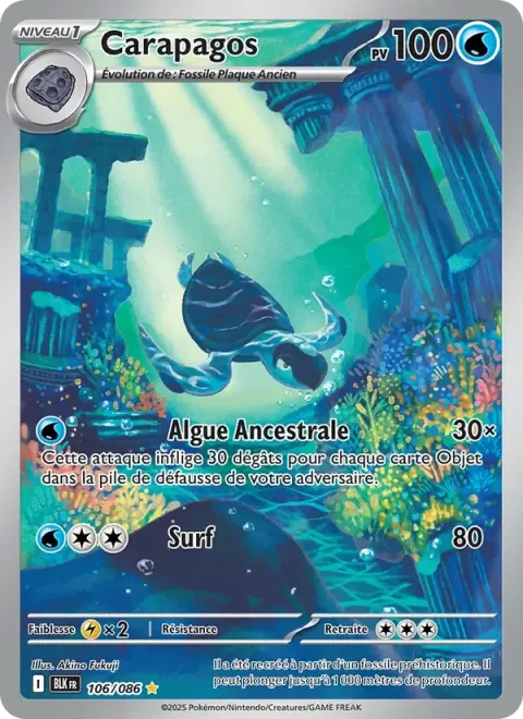 Carte Pokémon Carapagos 106/086, extension Foudre Noire