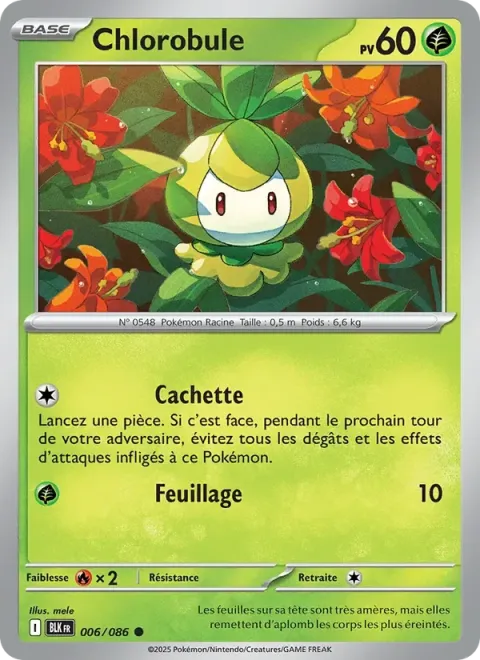 Carte Pokémon Chlorobule 006/086, extension Foudre Noire
