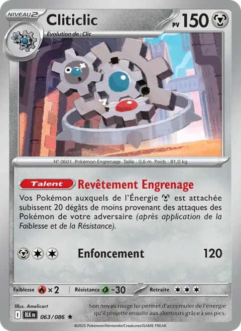 Carte Pokémon Cliticlic 063/086, extension Foudre Noire