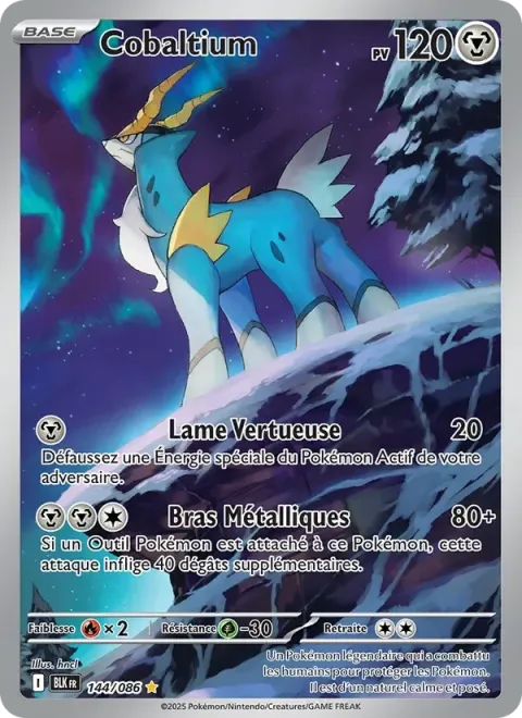 Carte Pokémon Cobaltium 144/086, extension Foudre Noire