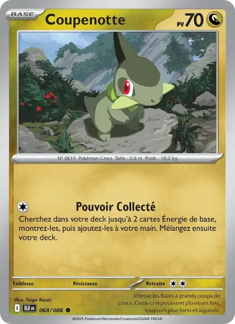 Carte Pokémon Coupenotte 068/086, extension Foudre Noire