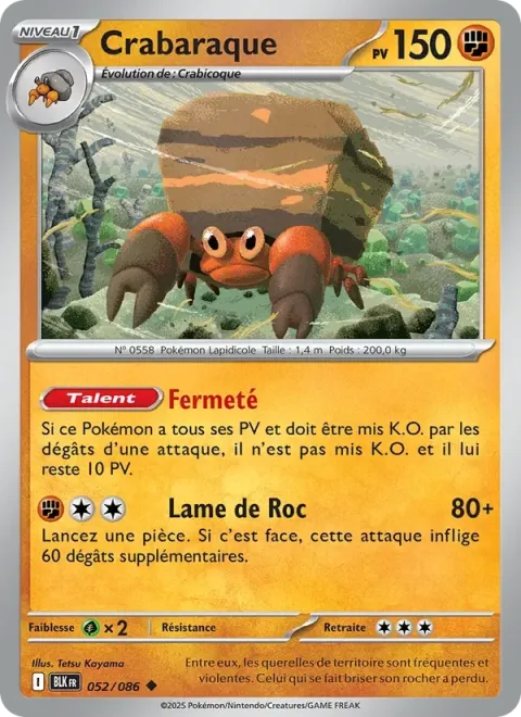 Carte Pokémon Crabaraque 052/086, extension Foudre Noire