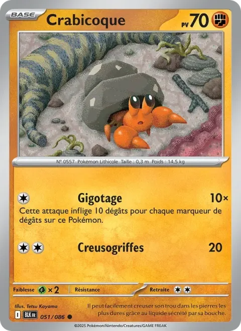 Carte Pokémon Crabicoque 051/086, extension Foudre Noire