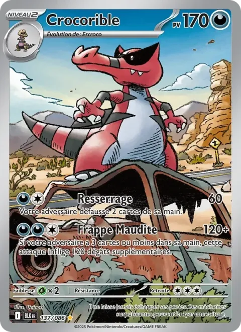 Carte Pokémon Crocorible 137/086, extension Foudre Noire