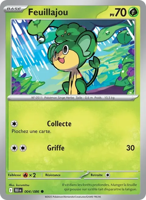 Carte Pokémon Feuillajou 004/086, extension Foudre Noire
