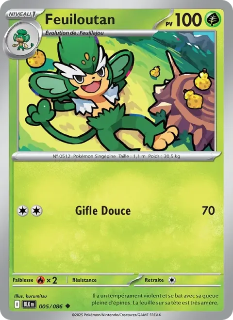 Carte Pokémon Feuiloutan 005/086, extension Foudre Noire