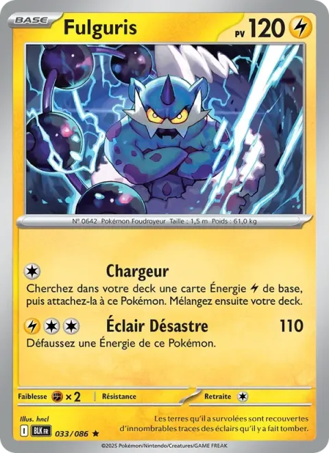 Carte Pokémon Fulguris 033/086, extension Foudre Noire