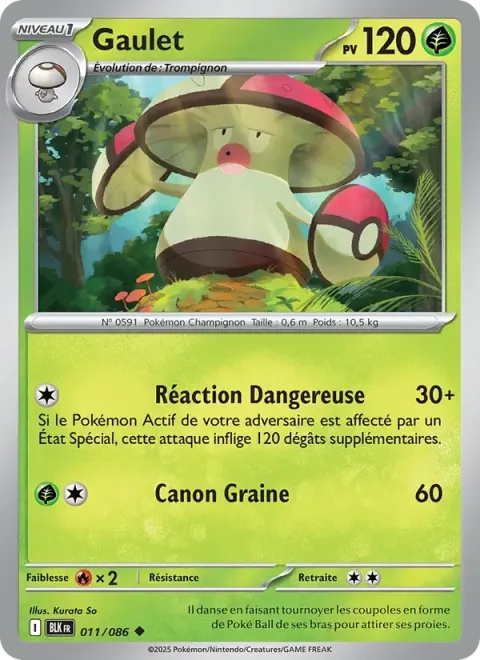 Carte Pokémon Gaulet 011/086, extension Foudre Noire