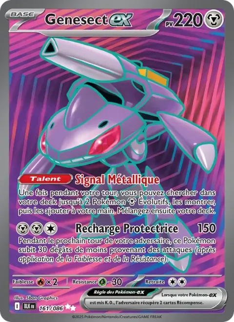 Carte Pokémon Genesect-ex 161/086, extension Foudre Noire