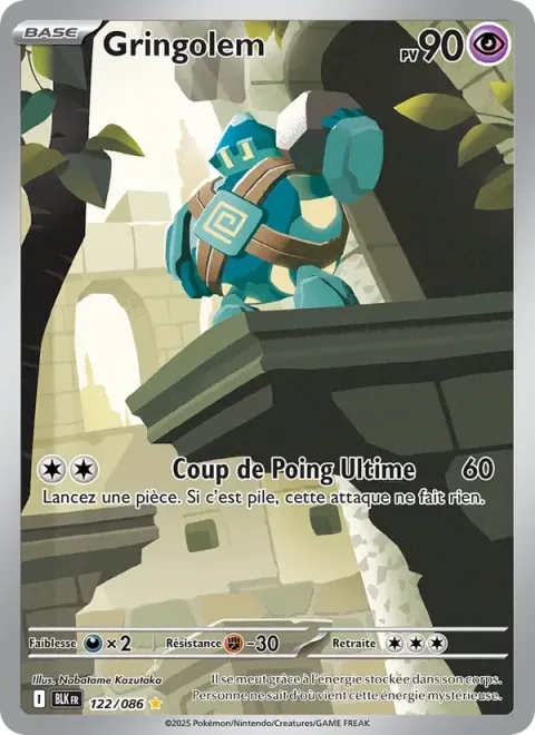 Carte Pokémon Gringolem 122/086, extension Foudre Noire