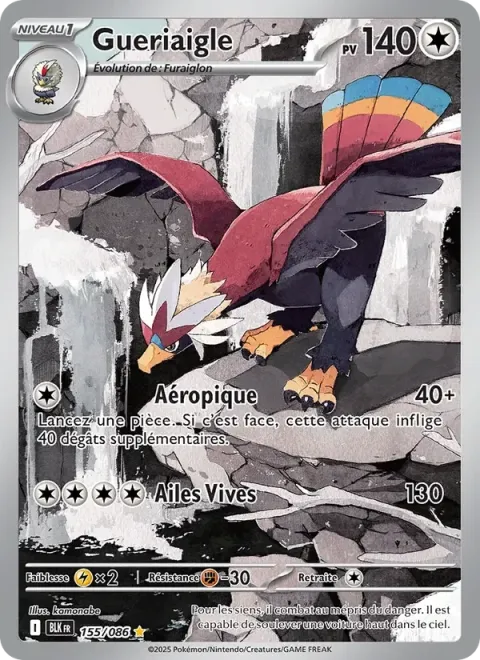 Carte Pokémon Gueriaigle 155/086, extension Foudre Noire