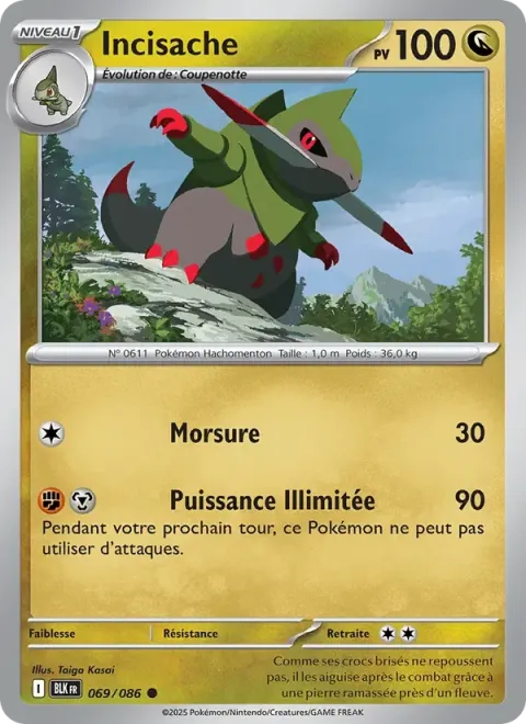 Carte Pokémon Incisache 069/086, extension Foudre Noire