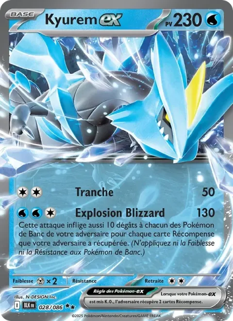Carte Pokémon Kyurem-ex 028/086, extension Foudre Noire