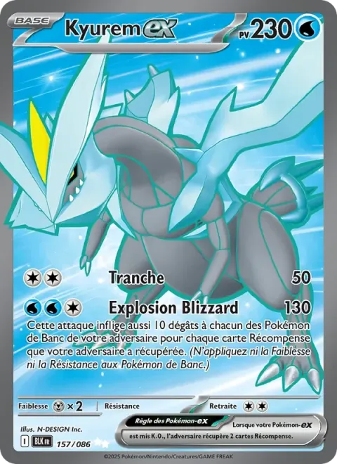 Carte Pokémon Kyurem-ex 157/086, extension Foudre Noire