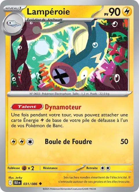 Carte Pokémon Lampéroie 031/086, extension Foudre Noire