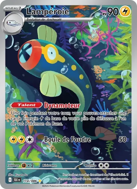 Carte Pokémon Lampéroie 114/086, extension Foudre Noire
