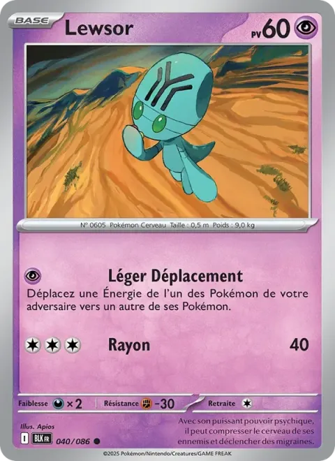 Carte Pokémon Lewsor 040/086, extension Foudre Noire