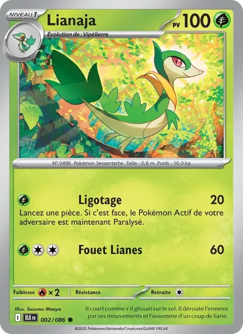 Carte Pokémon Lianaja 002/086, extension Foudre Noire