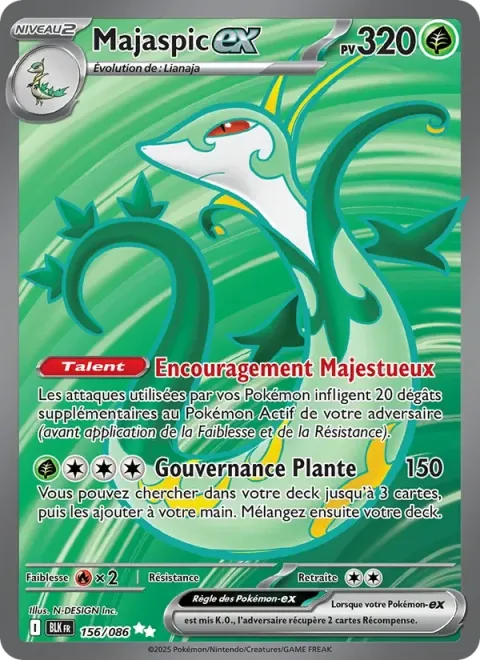 Carte Pokémon Majaspic-ex 156/086, extension Foudre Noire