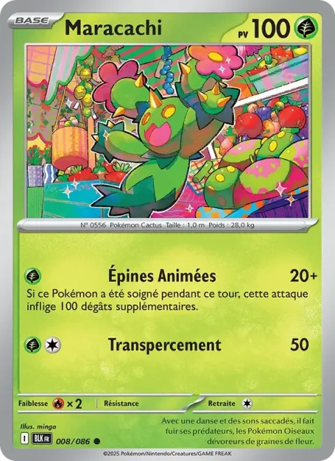 Carte Pokémon Maracachi 008/086, extension Foudre Noire