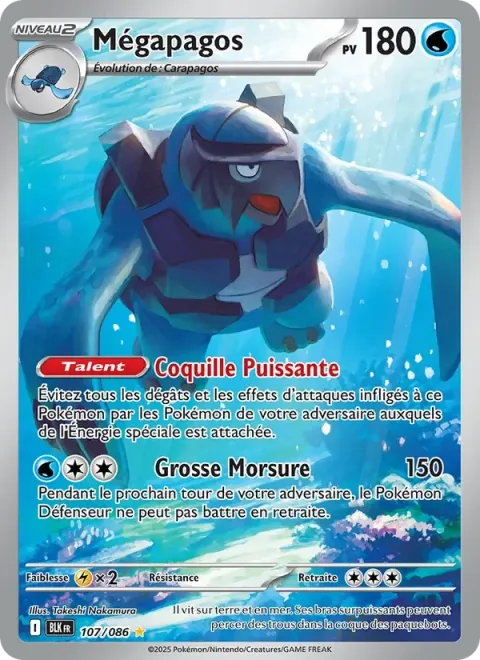 Carte Pokémon Mégapagos 107/086, extension Foudre Noire