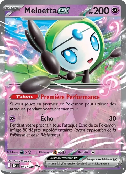 Carte Pokémon Meloetta-ex 044/086, extension Foudre Noire