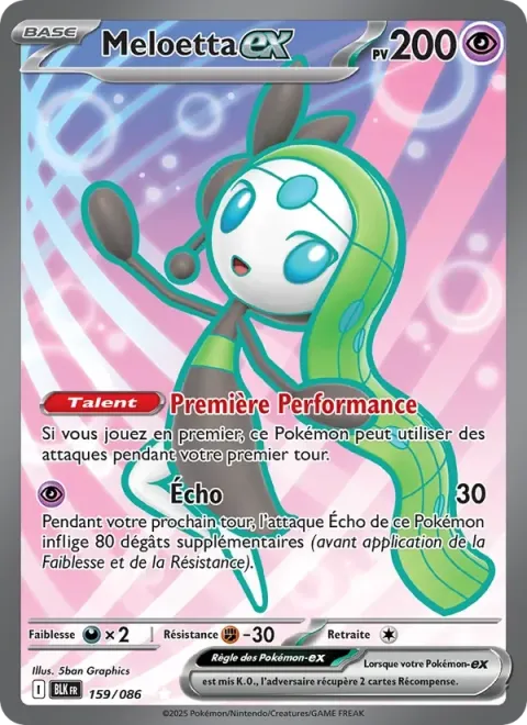 Carte Pokémon Meloetta-ex 159/086, extension Foudre Noire