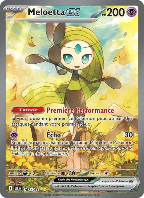 Carte Pokémon Meloetta-ex 167/086, extension Foudre Noire