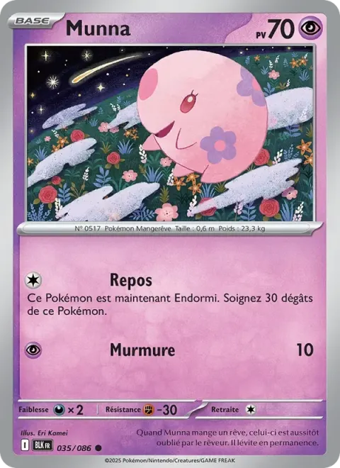 Carte Pokémon Munna 035/086, extension Foudre Noire