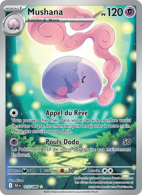 Carte Pokémon Mushana 117/086, extension Foudre Noire