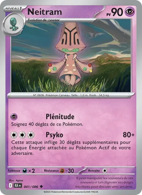 Carte Pokémon Neitram 041/086, extension Foudre Noire