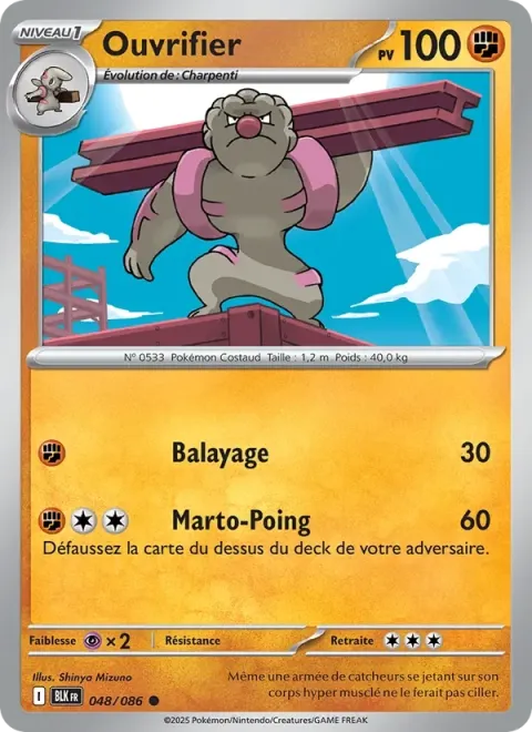 Carte Pokémon Ouvrifier 048/086, extension Foudre Noire