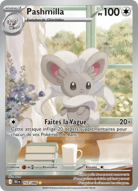 Carte Pokémon Pashmilla 153/086, extension Foudre Noire