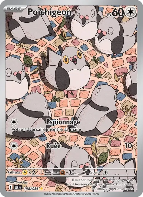 Carte Pokémon Poichigeon 148/086, extension Foudre Noire